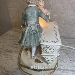 Vtg Lenwile Ardalt orig. Porcelain lady Playing Piano- Light- Music Box- Rare