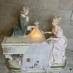 Vtg Lenwile Ardalt orig. Porcelain lady Playing Piano- Light- Music Box- Rare