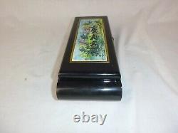 Vtg Mid Century Modern Lacquer Music Box Ceramic PierGiovanni Urbino Fox Hunt